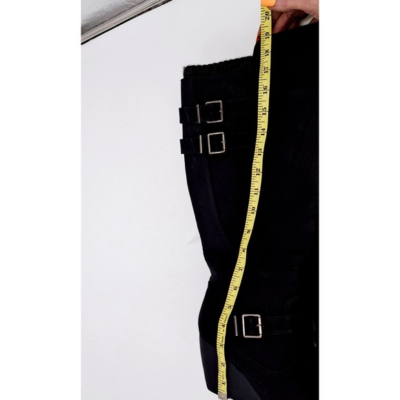 Chelsee Girl Black Knee High Wedge Heel 9 - Picture 14 of 15